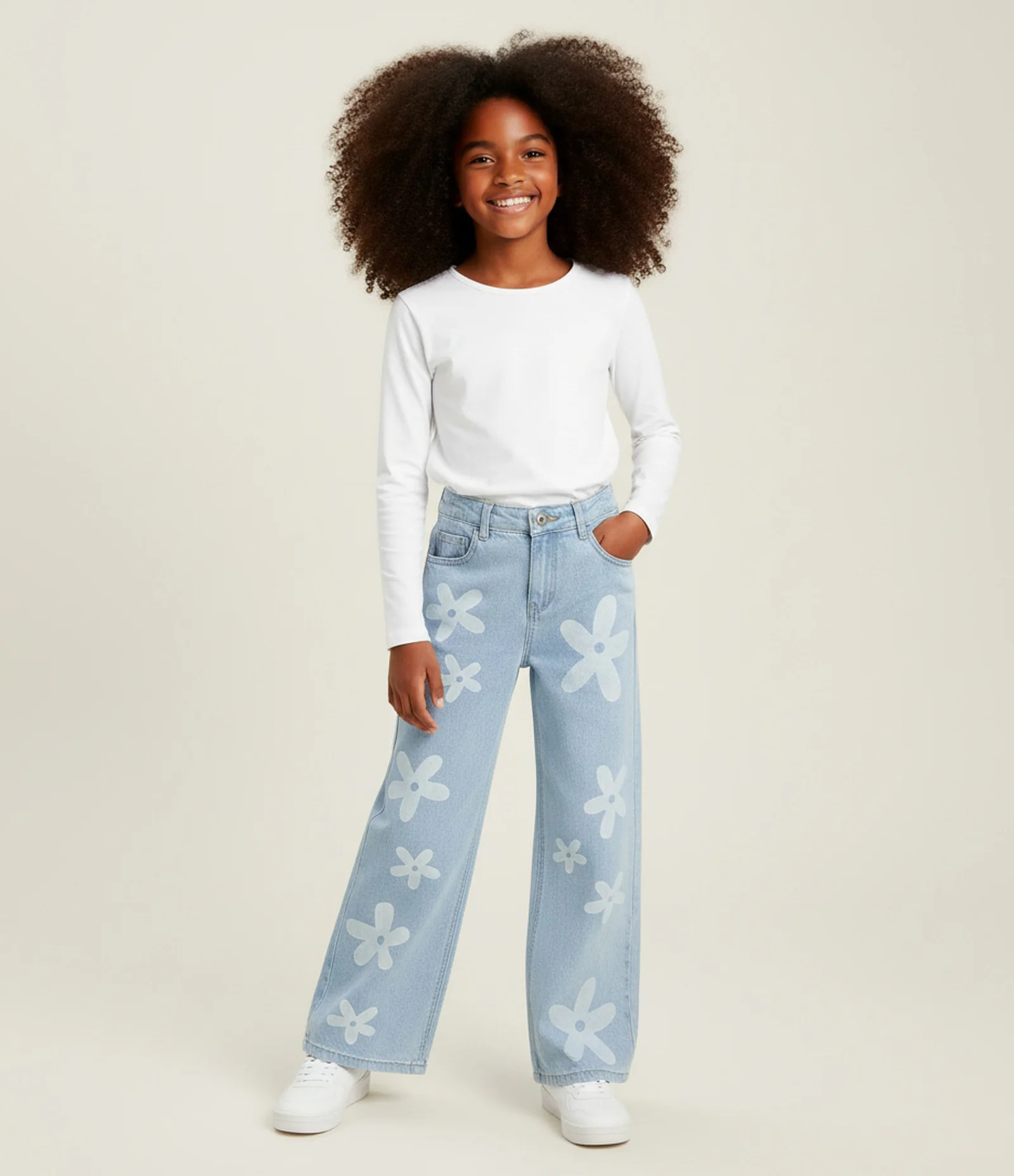 Camiseta Básico Infantil em Cotton - Tam 5 a 14 anos Branco 1