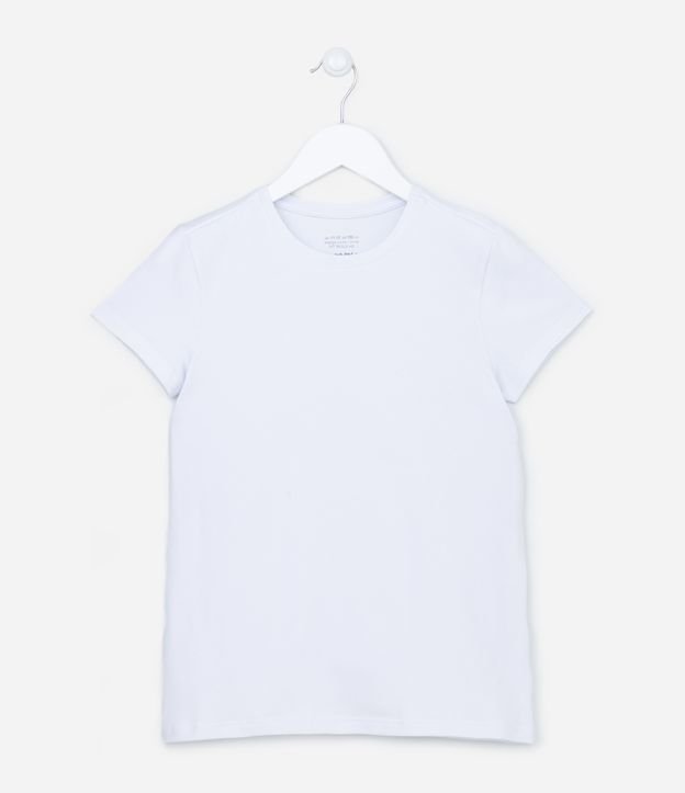 Camiseta Básica Infantil em Meia Malha - Tam 5 a 14 anos Branco 1