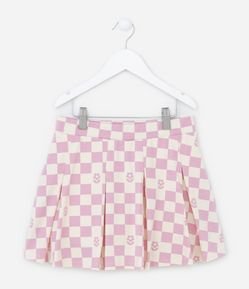 Short Saia Infantil com Estampa Xadrez - Tam 5 a 14 anos