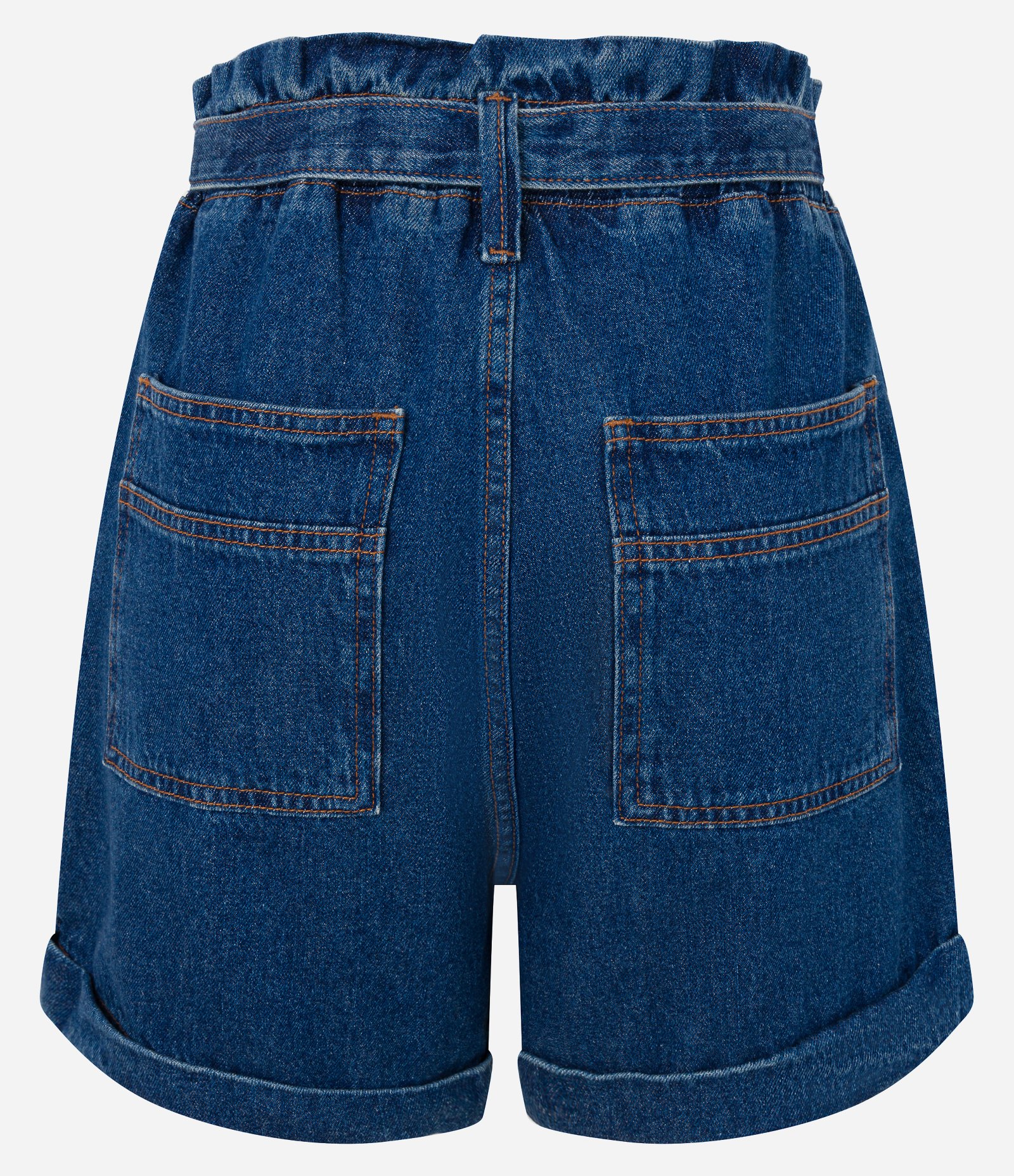 Bermuda Jeans com Cinto e Barra Dobrada Azul Escuro 7