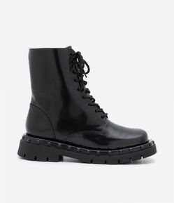 Bota Coturno em Pu com Salto Flat