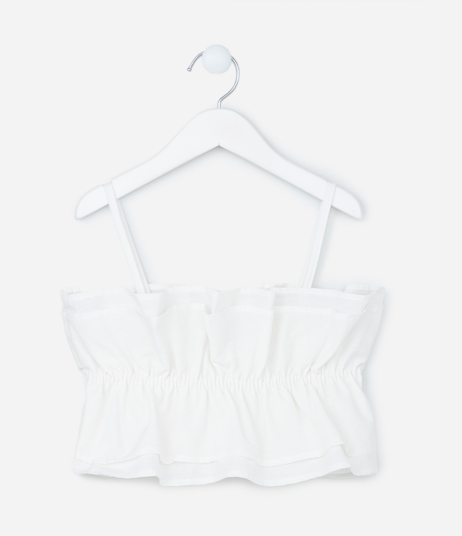 Top Regata Infantil com Babadinhos - Tam 5 a 14 anos Branco 1