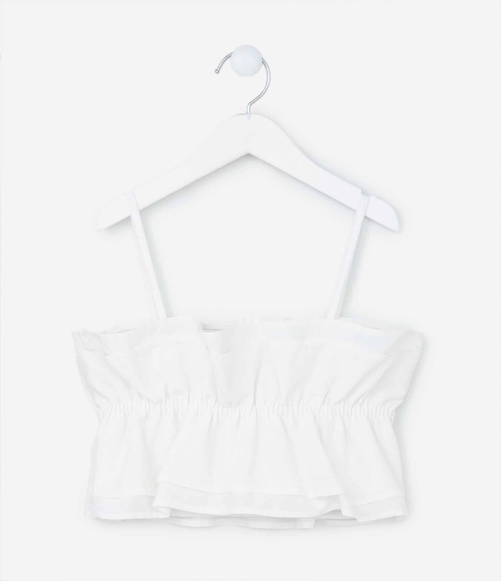 Top Regata Infantil com Babadinhos - Tam 5 a 14 anos Branco 2
