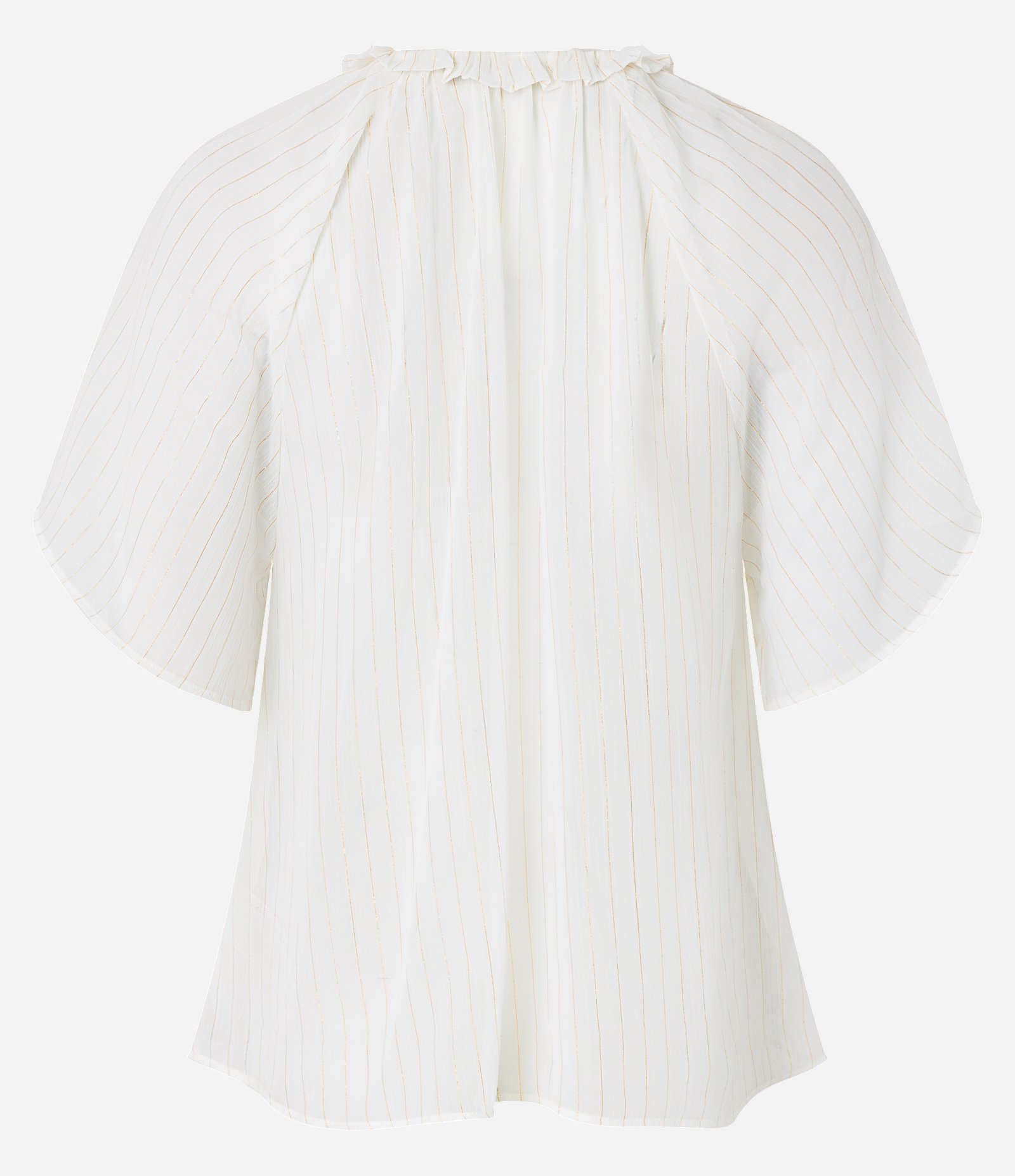 Blusa em Chiffon com Amarração na Gola e Estampa de Listras Branco Neve 8