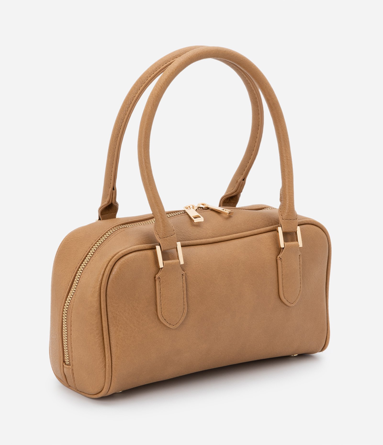 Bolsa de Mão Pequena com Formato Alças Duplas Bege 2