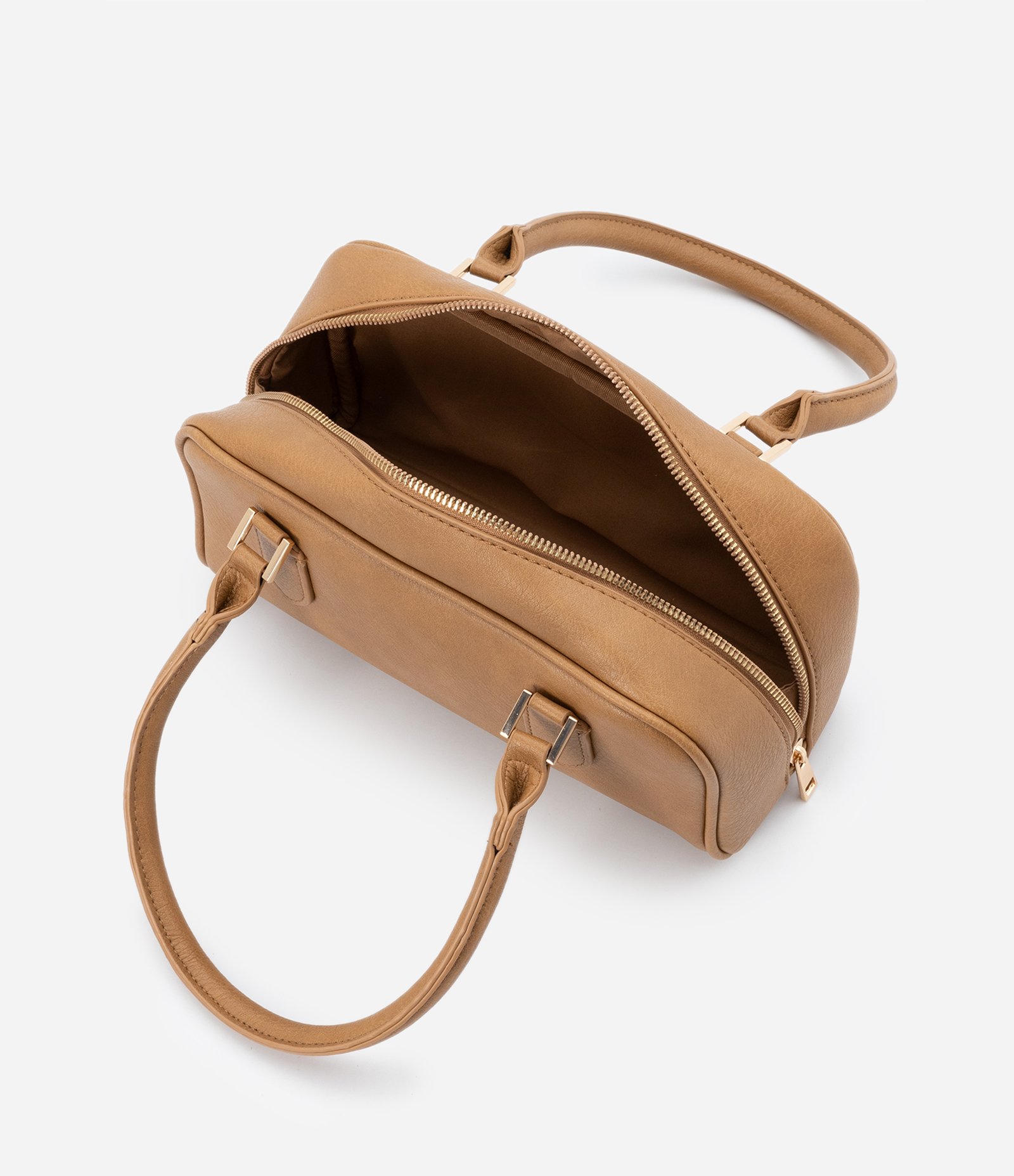 Bolsa de Mão Pequena com Formato Alças Duplas Bege 4
