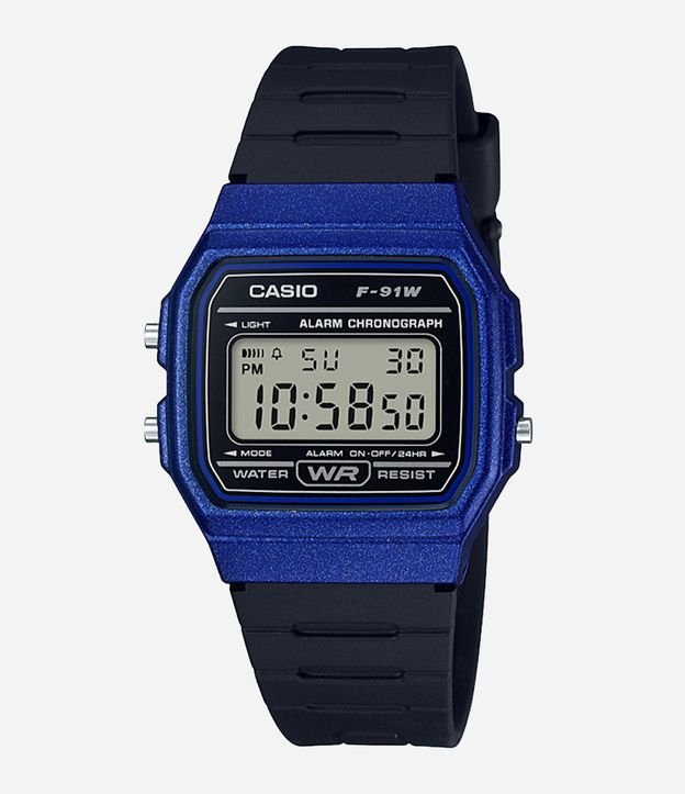 Relógio Casio Digital com Pulseira em Silicone e Caixa em Policarbonato F 91WM 2ADF