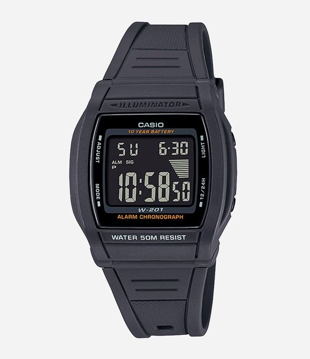 Relógio Casio Digital com Pulseira em Silicone e Caixa em Policarbonato W 201 1BVDF