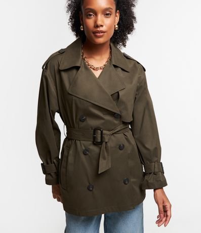Jaqueta Trench Coat Transpassado com Botões Duplos Menor preço em Jaqueta Trench Coat Transpassado com Botões Duplos