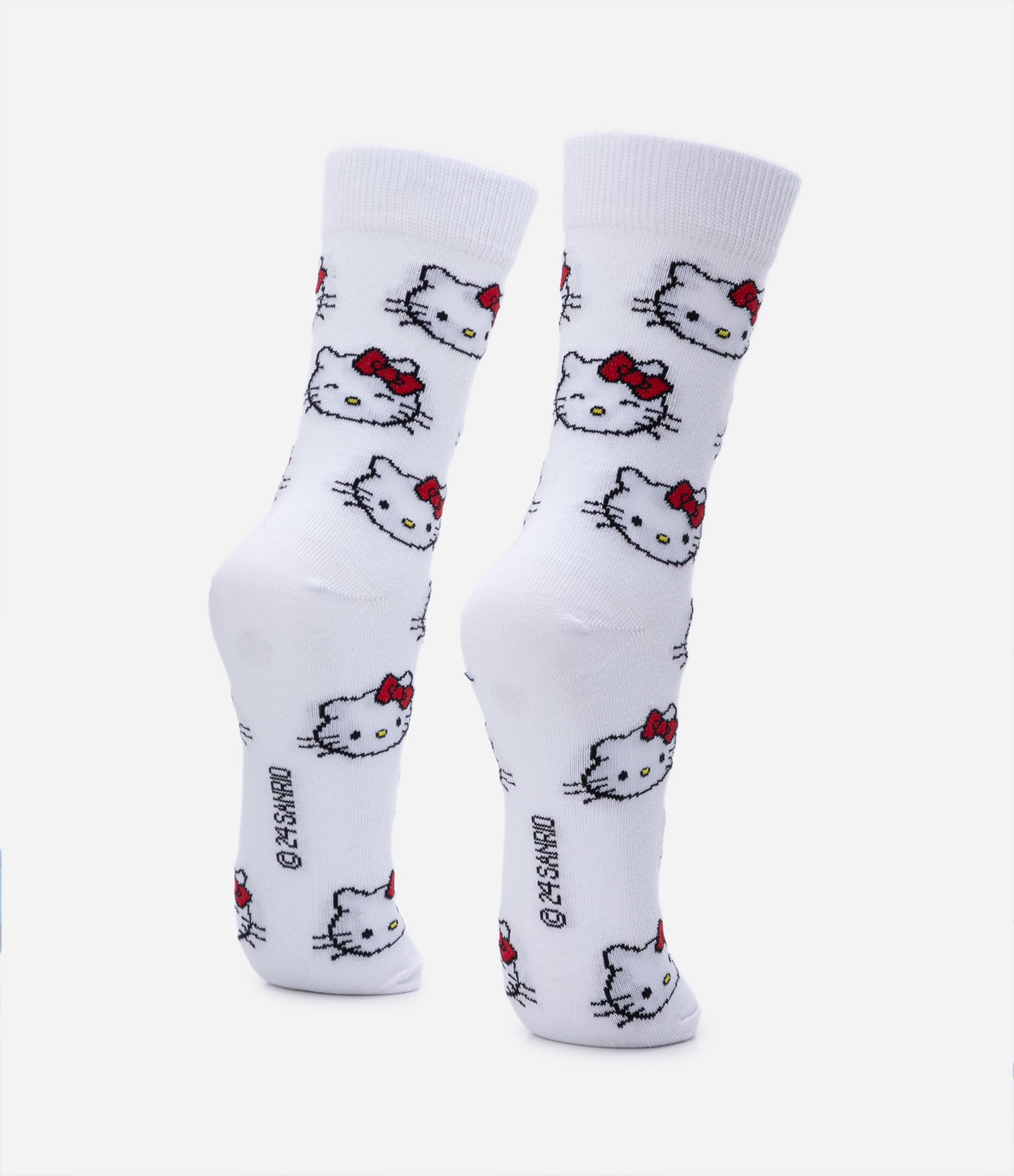 Meia Cano Alto em Algodão com Estampa Hello Kitty Branco 3