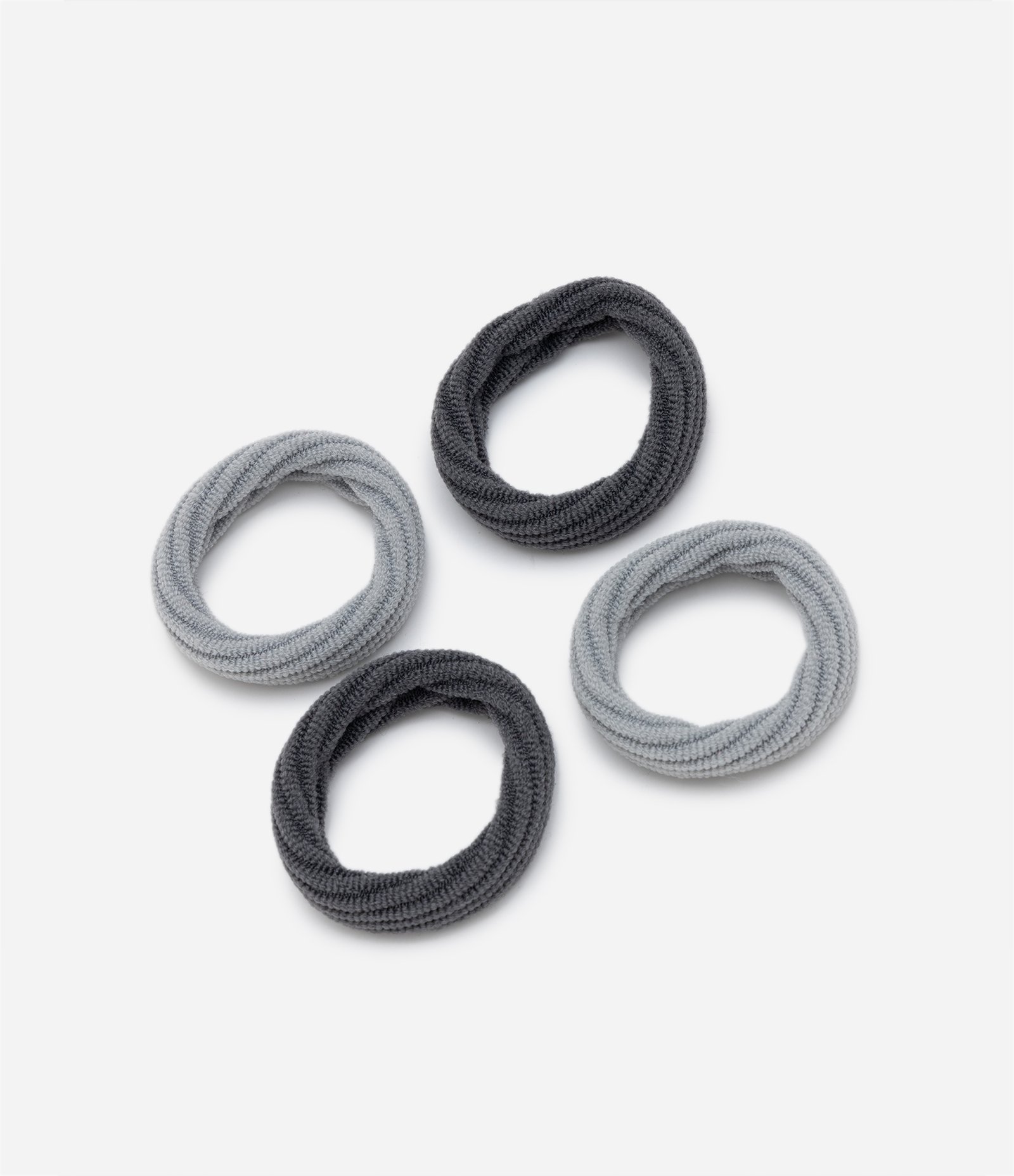 Kit 04 Elásticos de Cabelo Grossas Caneladas Cinza 1