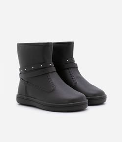 Bota Infantil em PU com Detalhes de Strass - Tam 20 ao 25