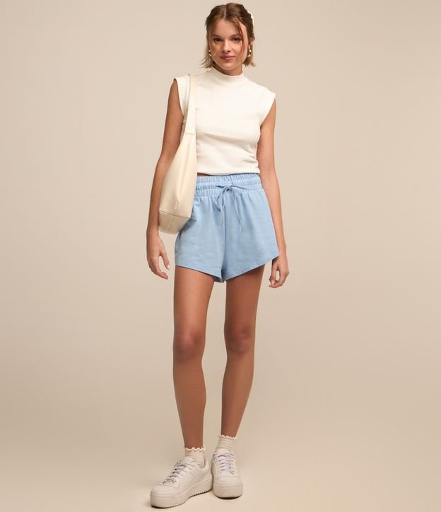 Blusa Regata Cropped em Ribana com Golinha Alta