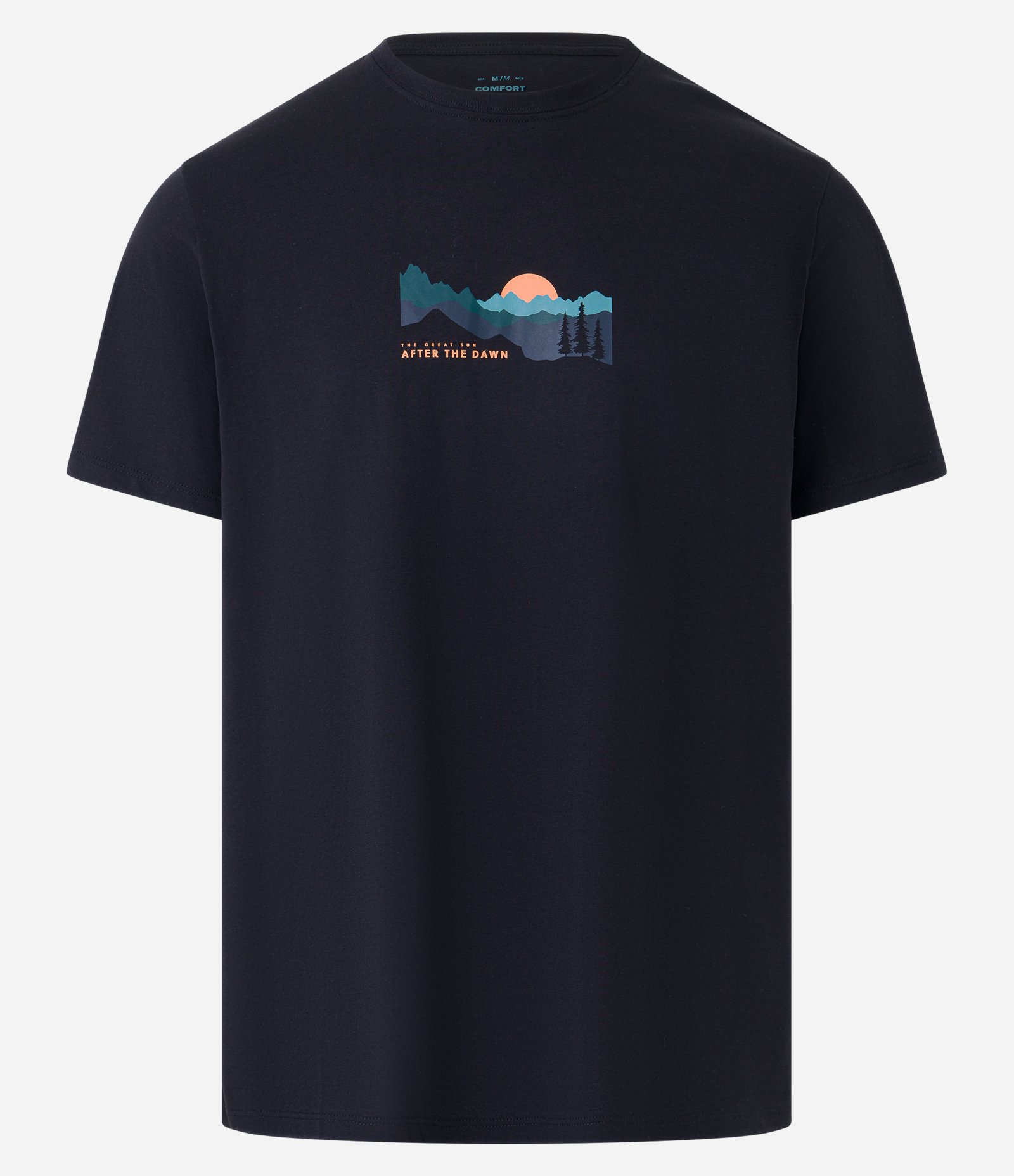 Camiseta Comfort em Algodão Peruano e Estampa Montanha Preto 4