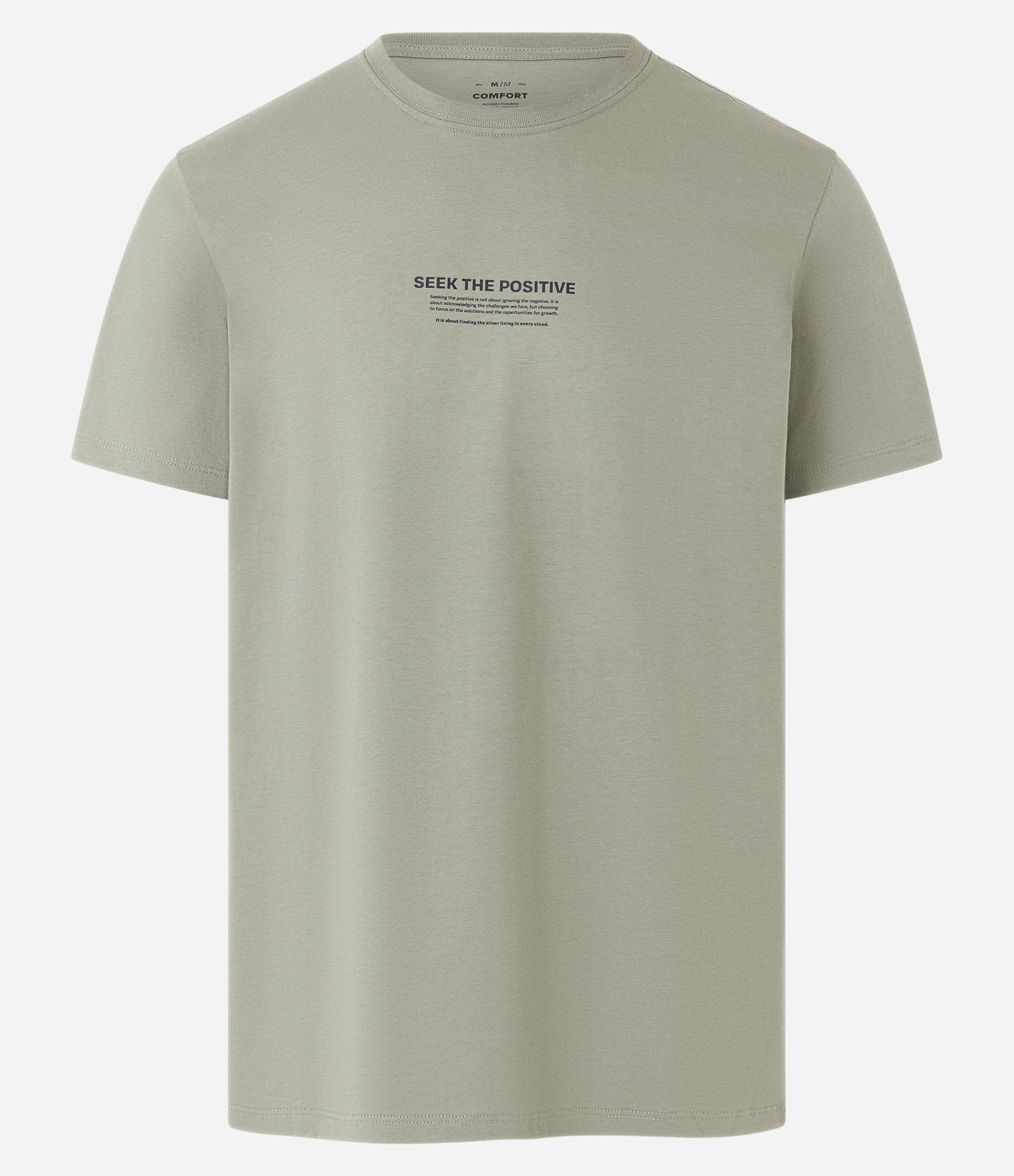 Camiseta Comfort em Algodão Peruano e Lettering Seek the Positive Verde 5