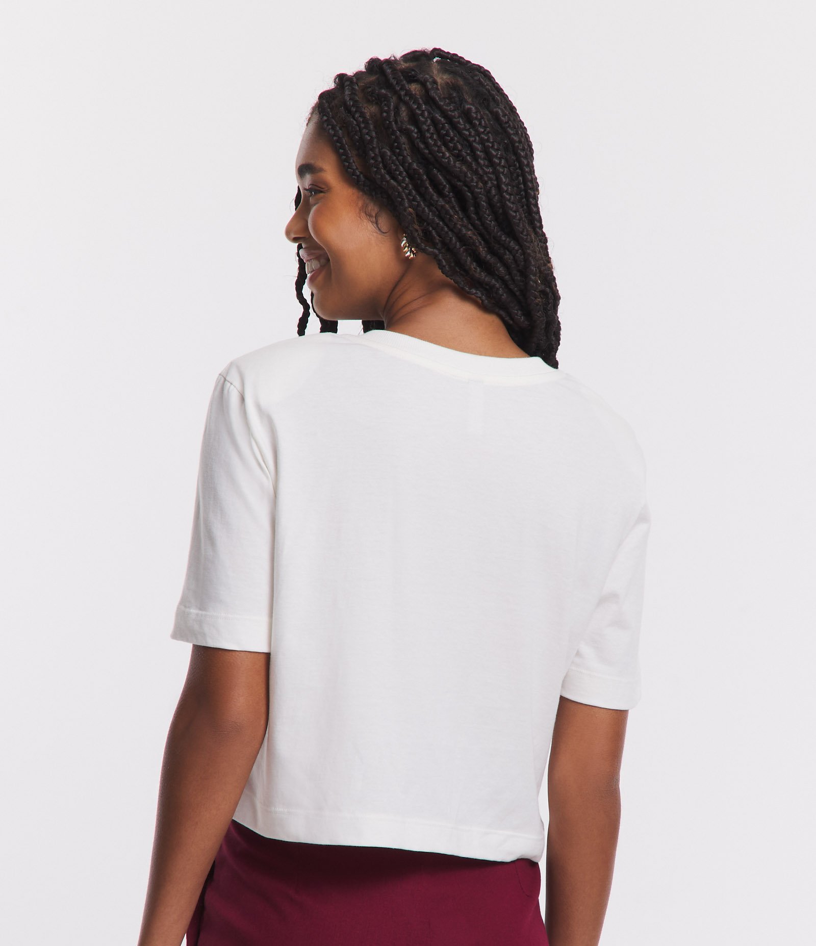 Blusa T-shirt em Meia Malha com Estampa Flor de Caju Branco 3