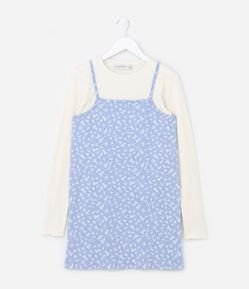 Vestido Infantil de Alcinha com Blusa Manga Longa - Tam 5 a 14 anos