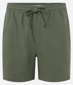 Bermuda em Algodão com Linho e Cós Elástico