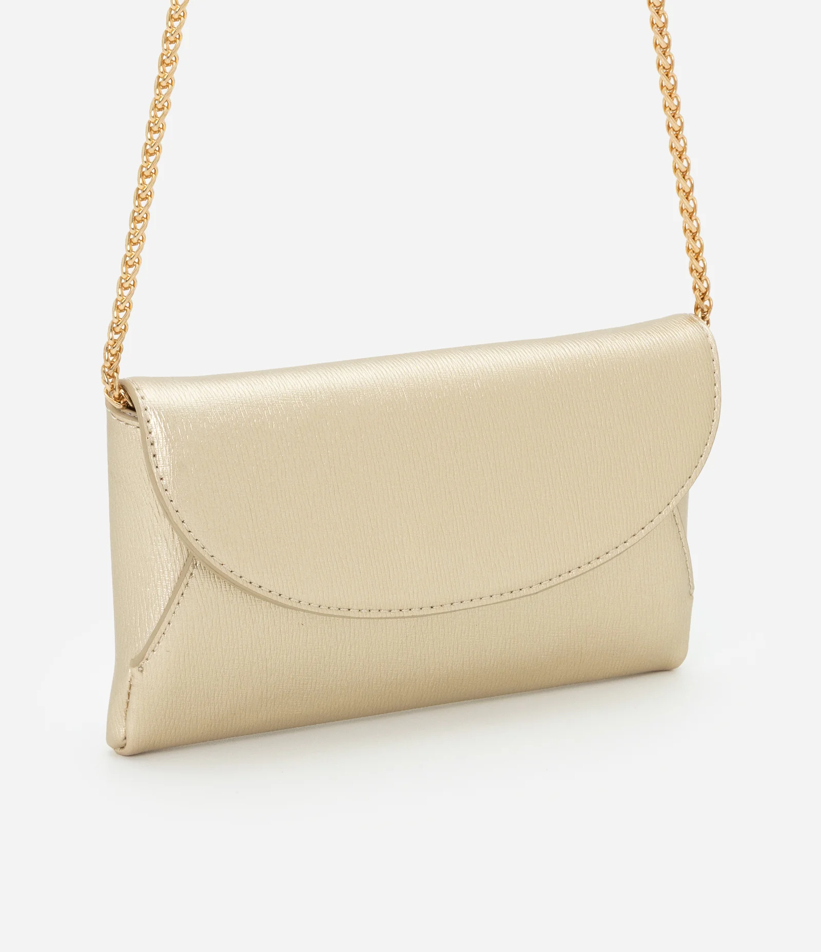 Carteira Grande Metalizada com Alça de Corrente Dourado 1