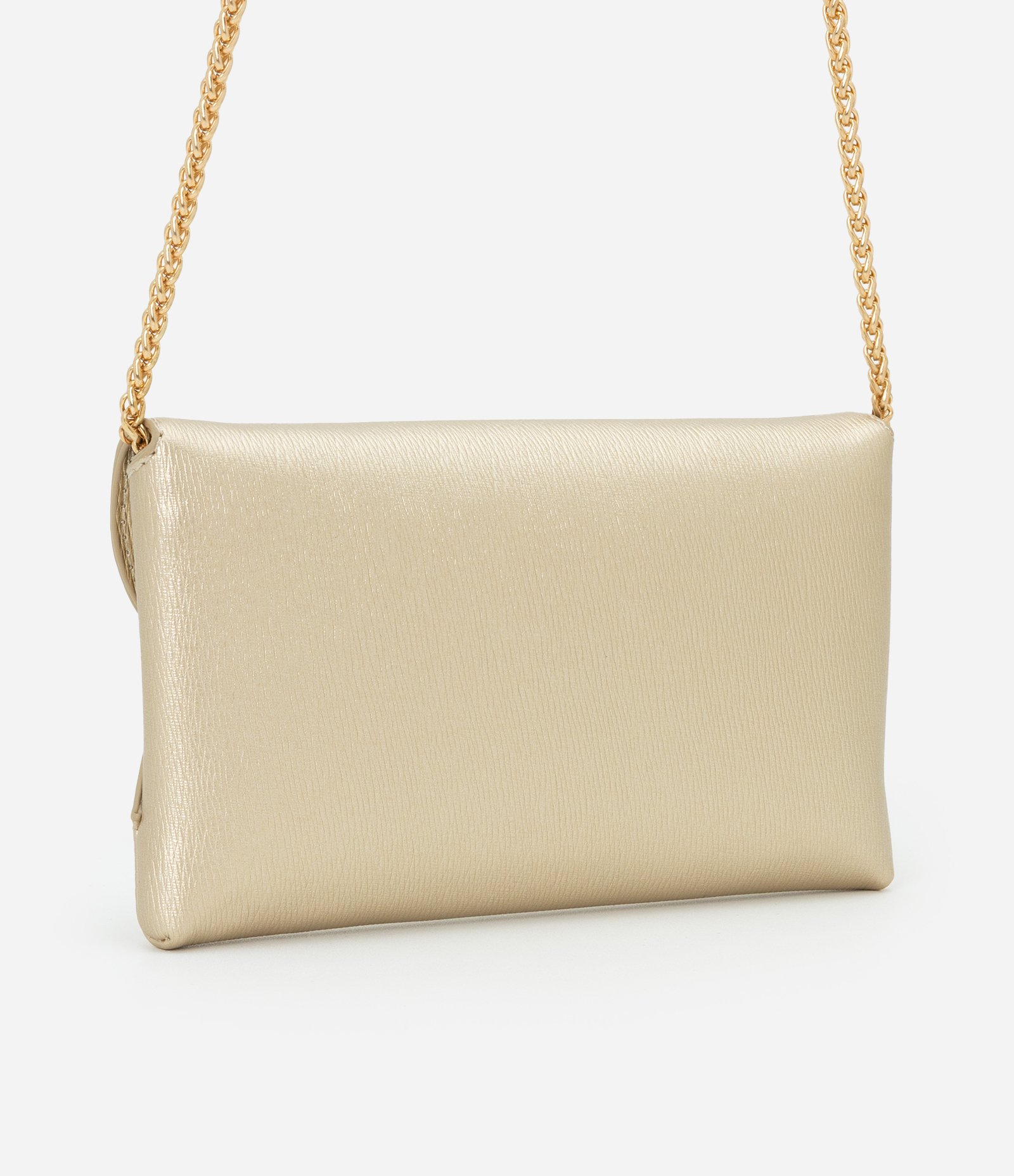 Carteira Grande Metalizada com Alça de Corrente Dourado 3