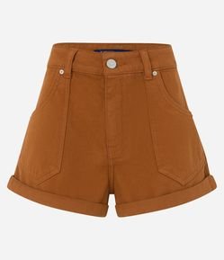 Short Boyfriend em Sarja com Bolso Carpinteiro