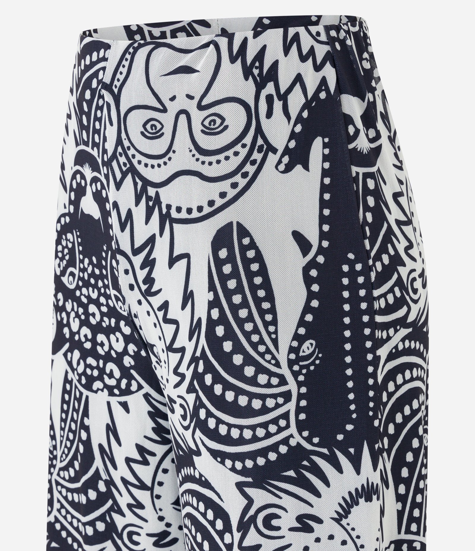 Calça Pantalona em Tule com Estampa de Animais Preto/Branco 6