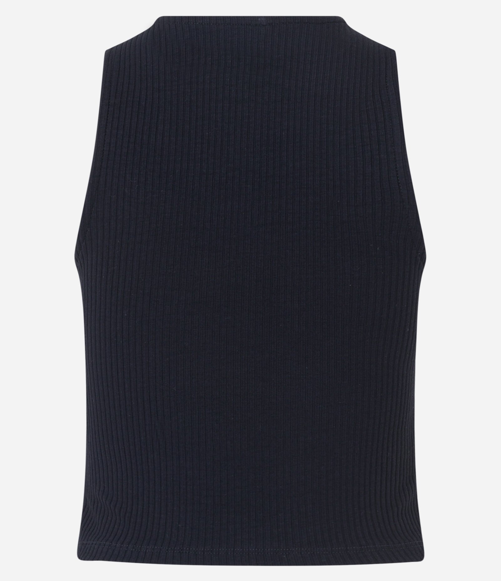Blusa sem Manga em Ribana com Estampa de Coqueiros Preto 7