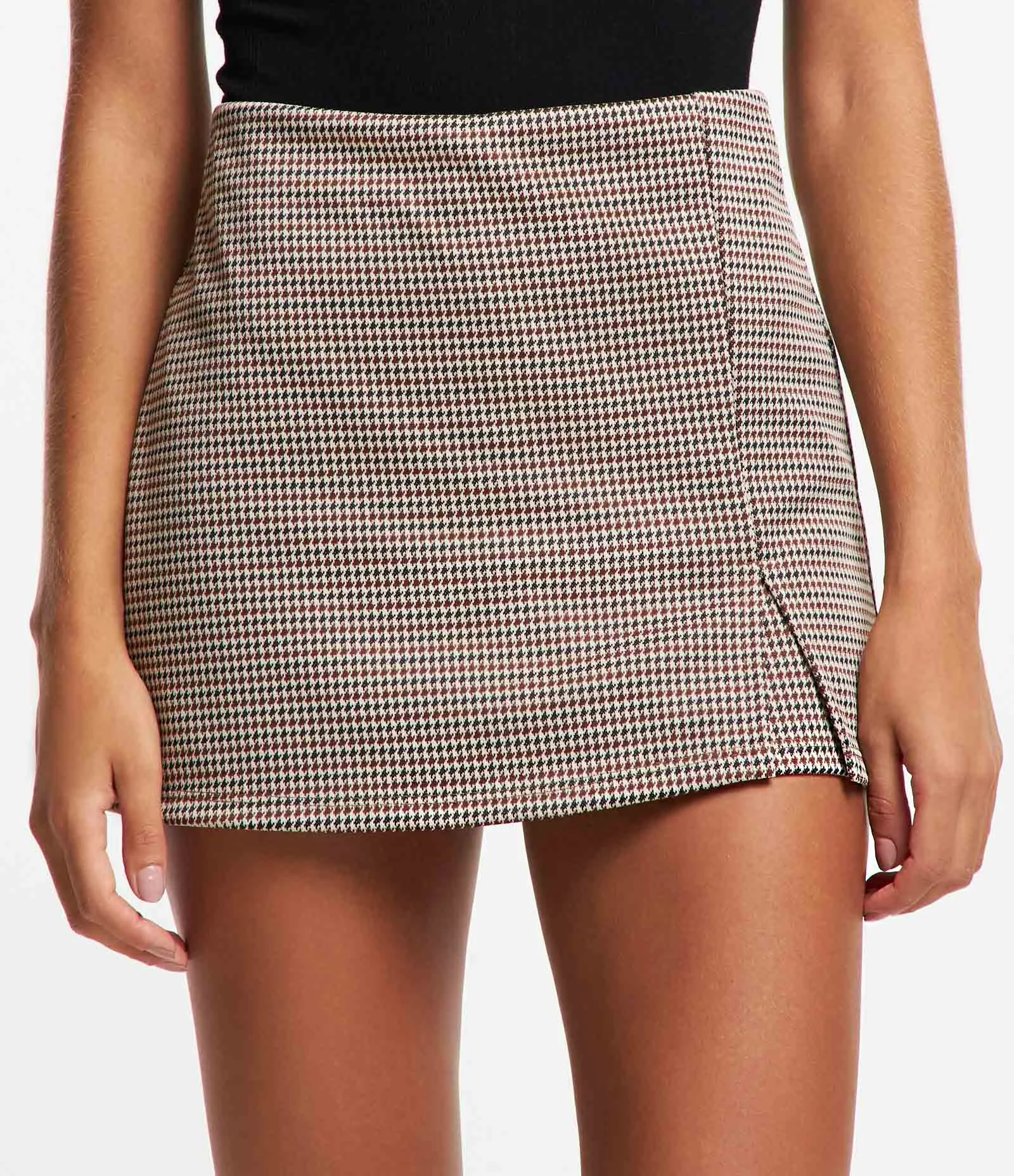 Short Saia em Jacquard Pied-de-poule e Fendinha Multicores 2