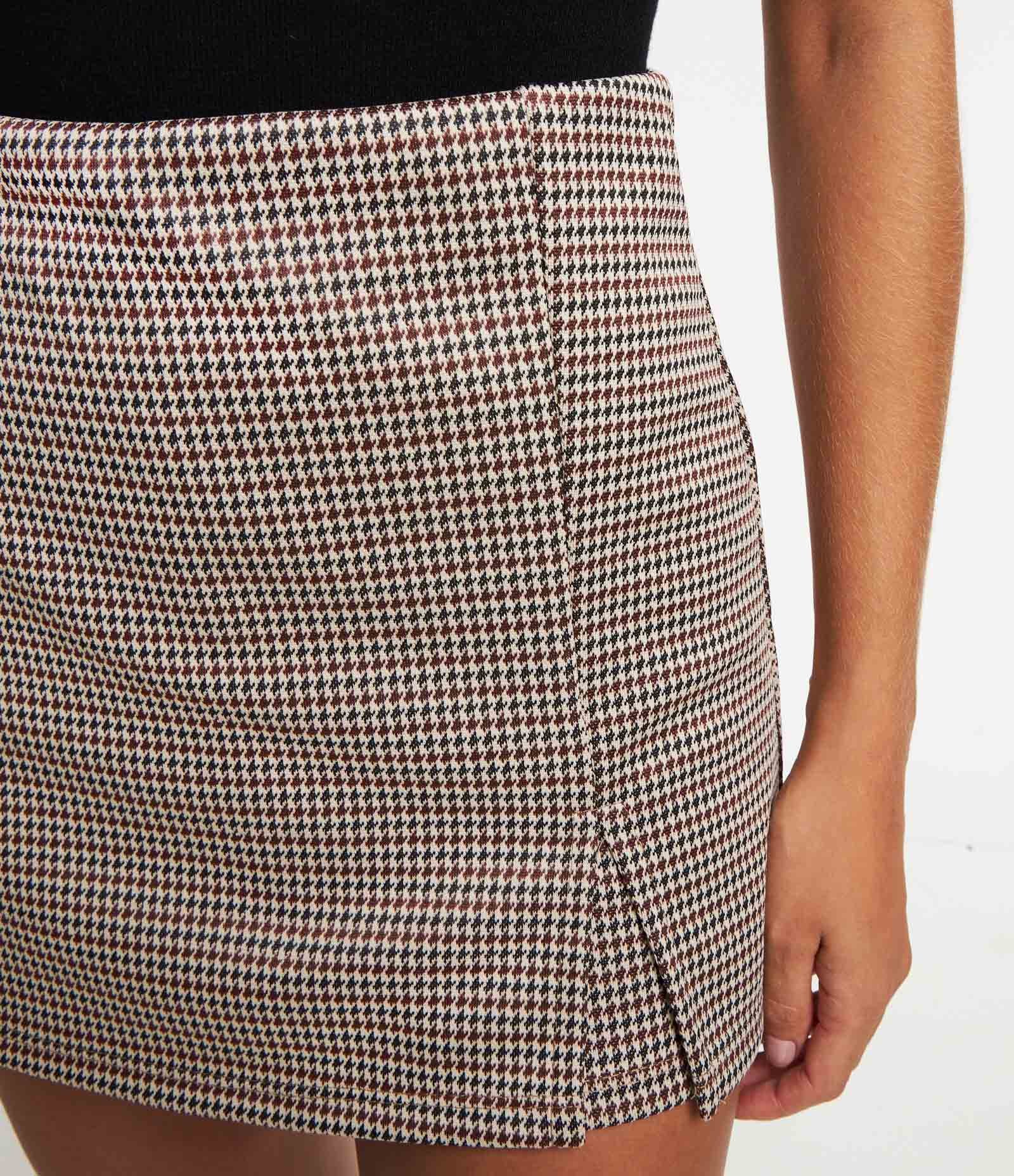 Short Saia em Jacquard Pied-de-poule e Fendinha Multicores 4