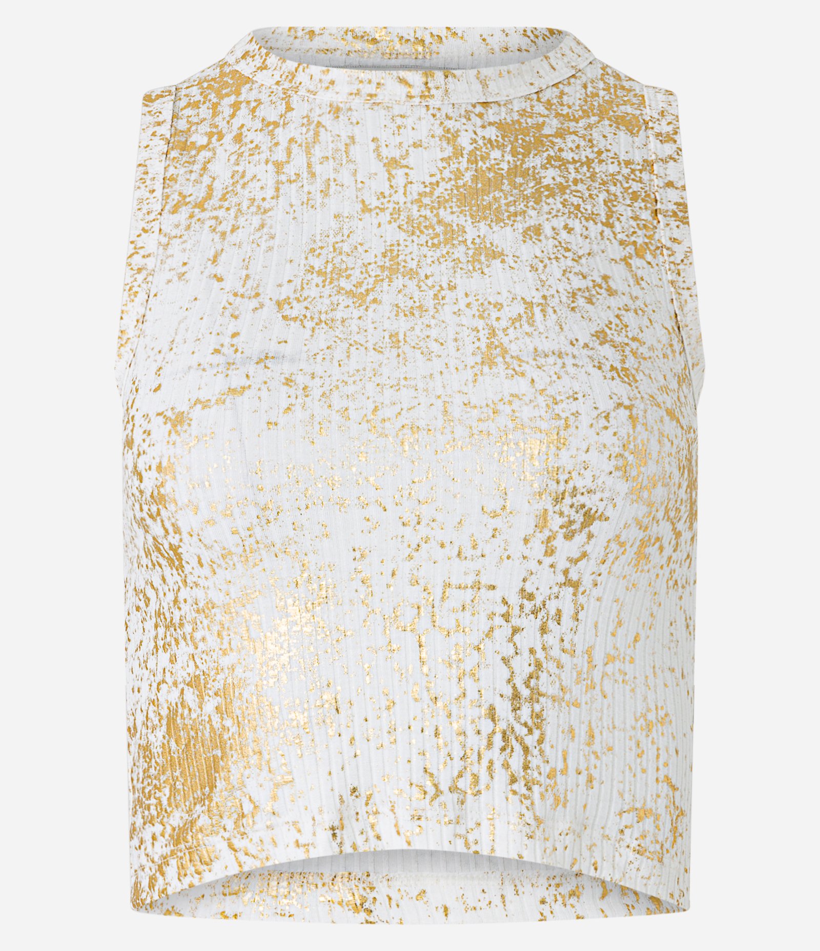 Blusa Sem Manga em Ribana com Foil Metalizado Branco Neve 5