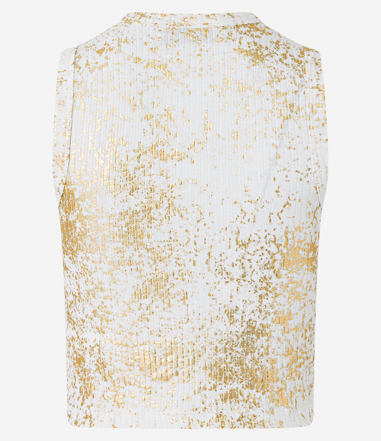 Blusa Sem Manga em Ribana com Foil Metalizado Branco Neve 7