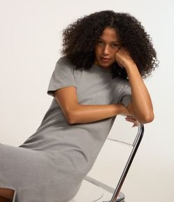 Vestido New Midi em Algodão com Fenda Lateral