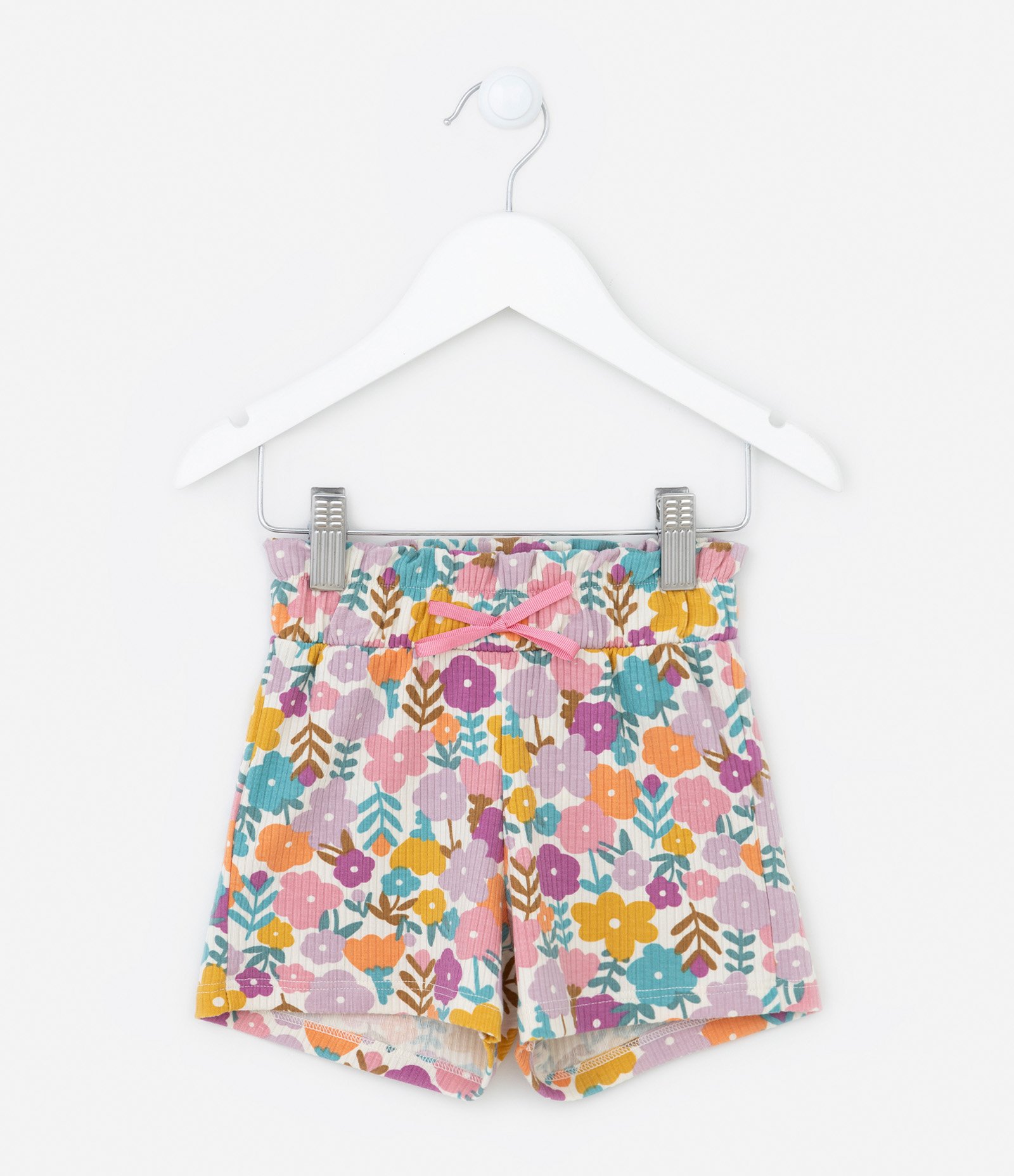 Short Clochard Infantil com Estampa Floral - Tam 1 a 5 anos Bege 1