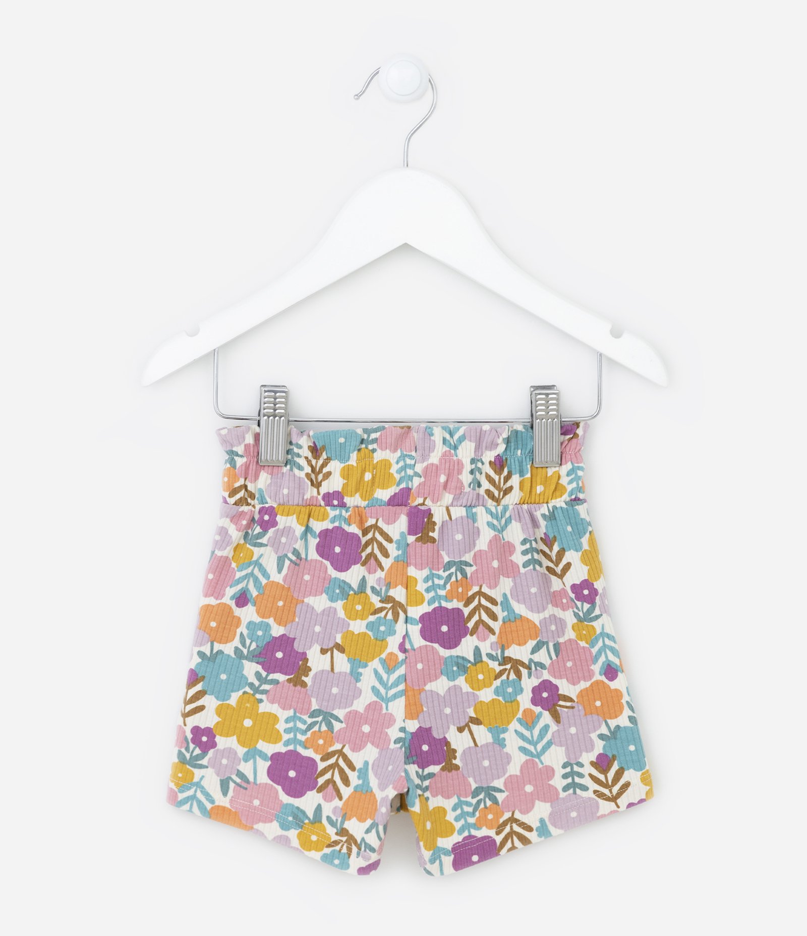 Short Clochard Infantil com Estampa Floral - Tam 1 a 5 anos Bege 2