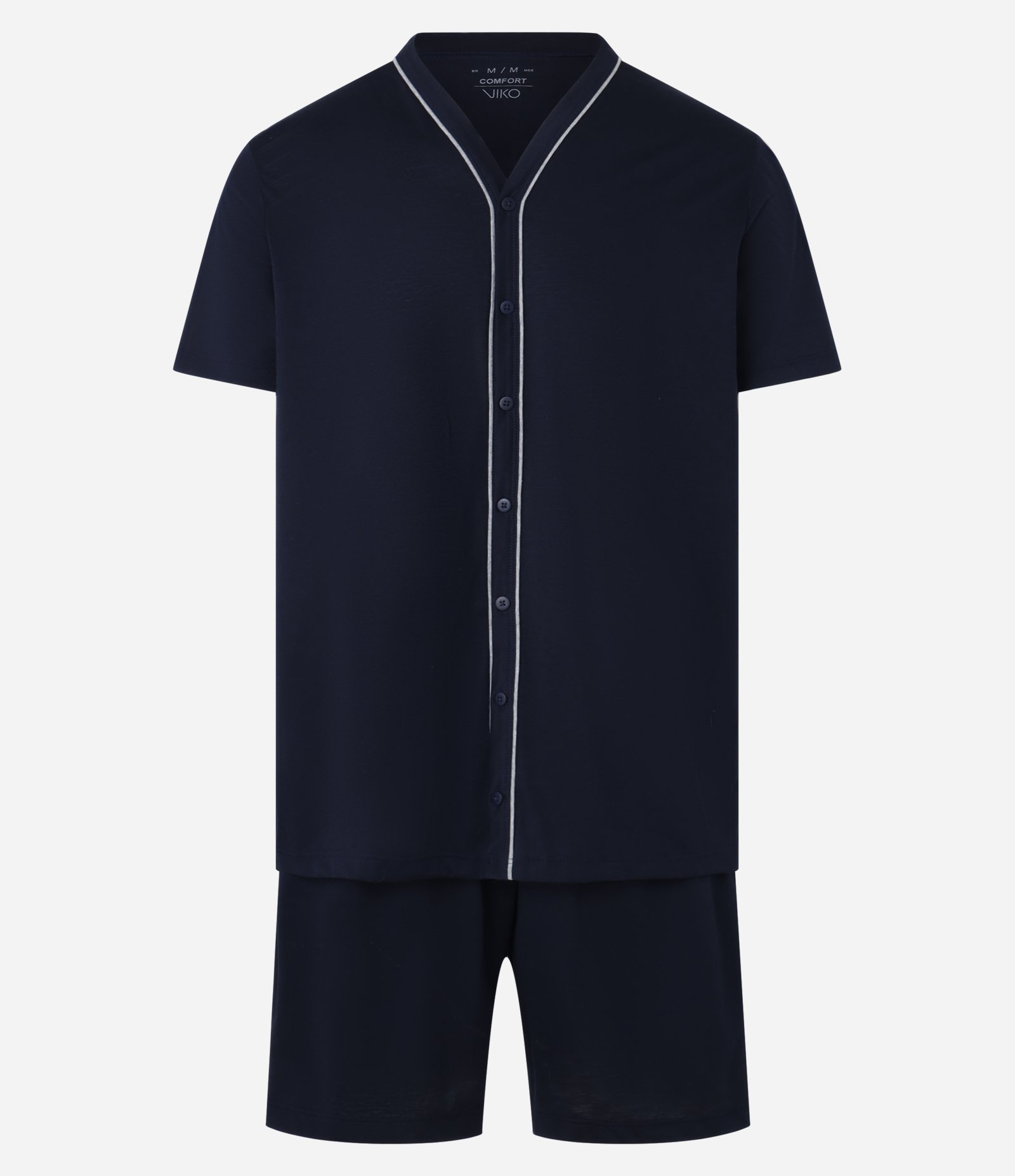 Pijama Curto em Meia Malha com Contraste na Vista Preto 5