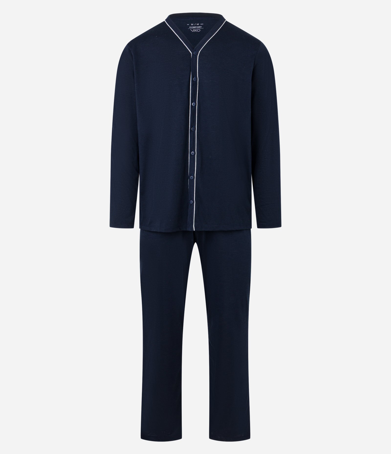 Pijama Longo com Contraste na Vista Azul 5