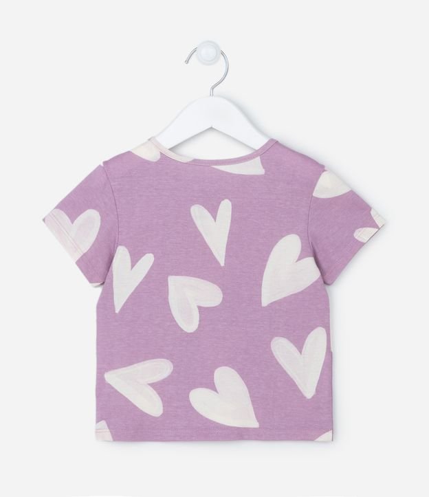 Camiseta Infantil com Estampa Corações - Tam 1 a 5 Anos Lilás 2