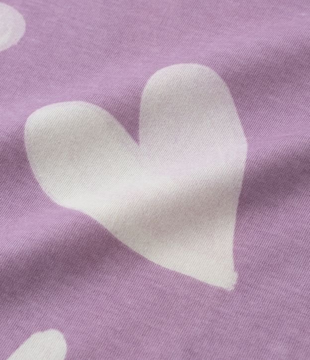 Camiseta Infantil com Estampa Corações - Tam 1 a 5 Anos Lilás 3