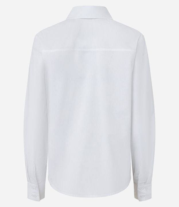 Camisa Alongada em Tricoline com Bolsos de Lapela Branco Neve 6