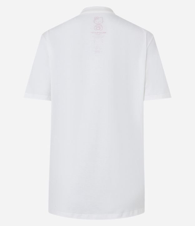 Camiseta Alongada em Meia Malha com Estampa Hello kitty Skate Branco 6