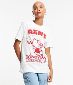 Camiseta Alongada em Meia Malha com Estampa Hello kitty Skate