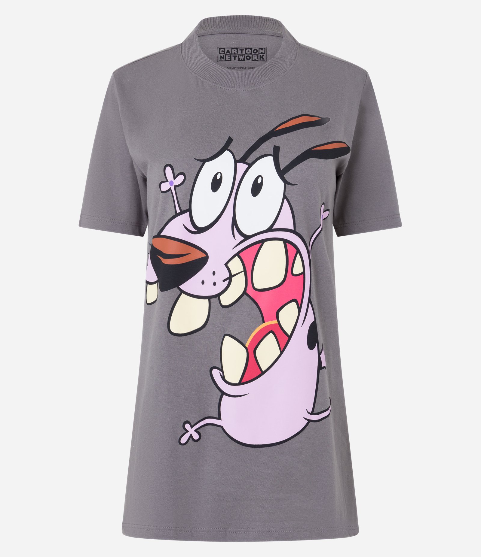 Camiseta Alongada em Algodão com Estampa Cão Covarde Cinza 6