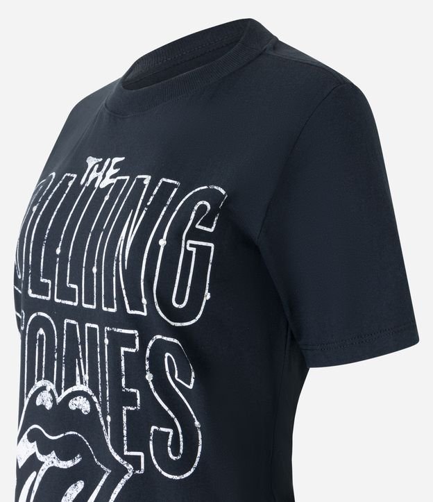 Camiseta Alongada em Algodão com Estampa Rolling Stones Preto 6