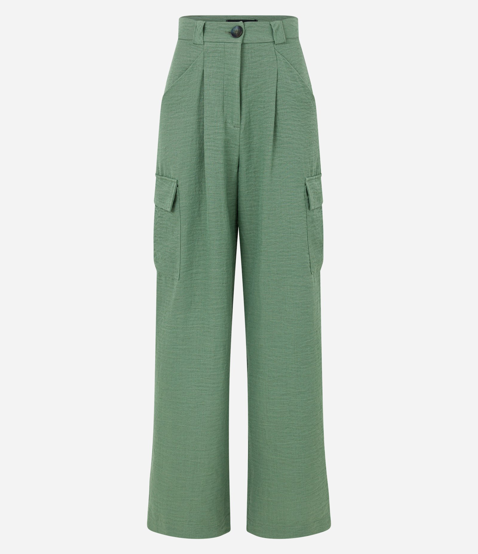 Calça Wide Leg Alfaiatada com Bolsos Laterais e Pregas Verde 6