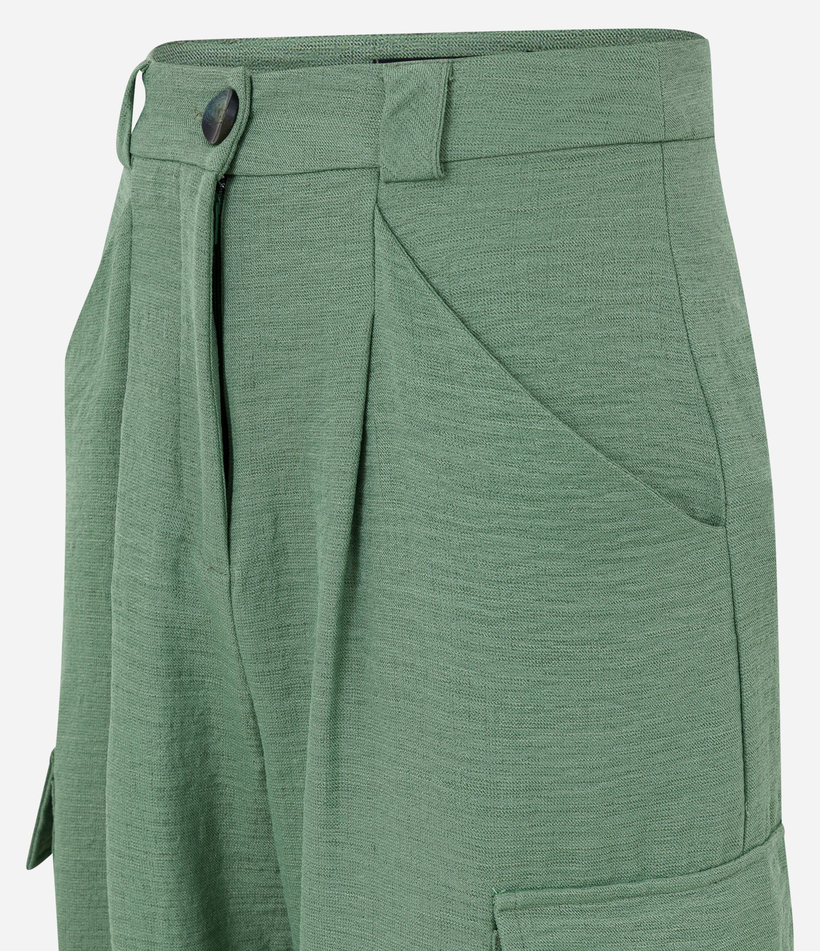 Calça Wide Leg Alfaiatada com Bolsos Laterais e Pregas Verde 7