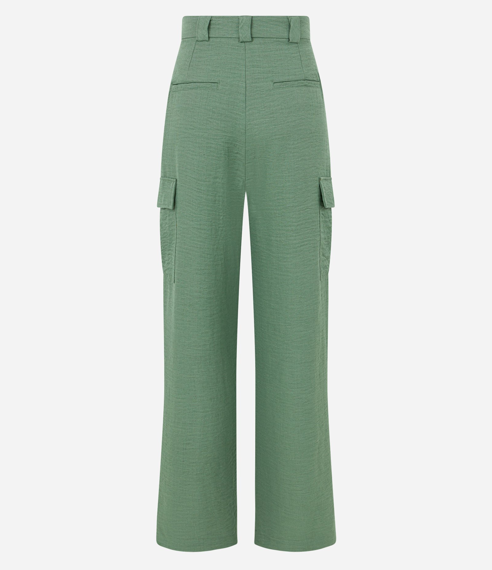 Calça Wide Leg Alfaiatada com Bolsos Laterais e Pregas Verde 8