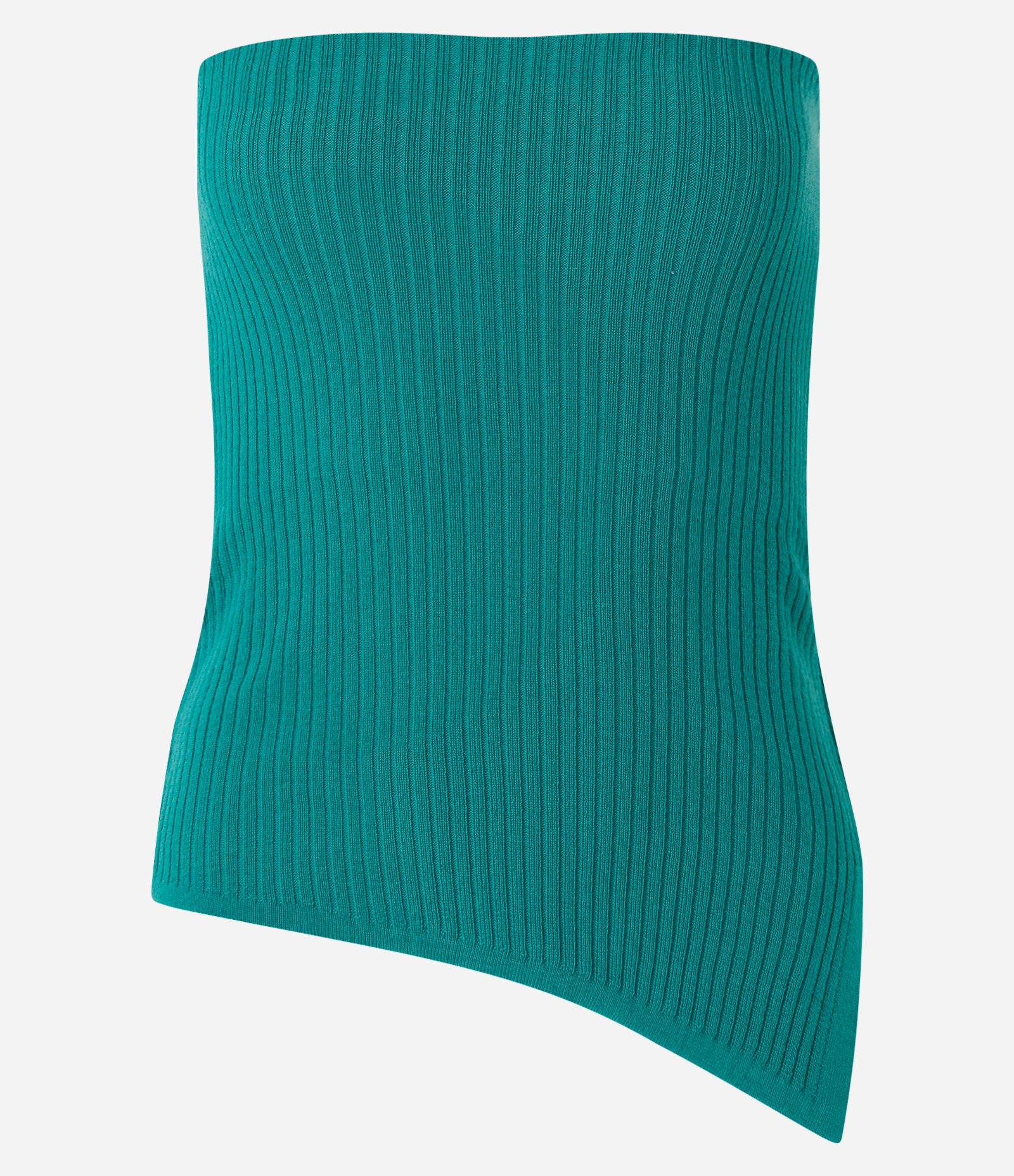 Blusa Tomara que Caia em Tricô com Barra Assimétrica Verde 5
