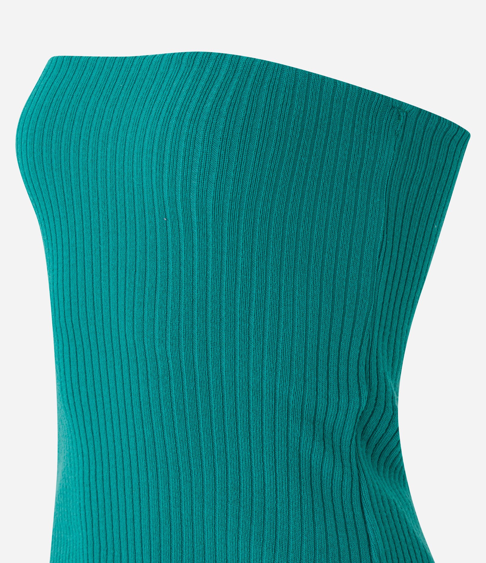 Blusa Tomara que Caia em Tricô com Barra Assimétrica Verde 6