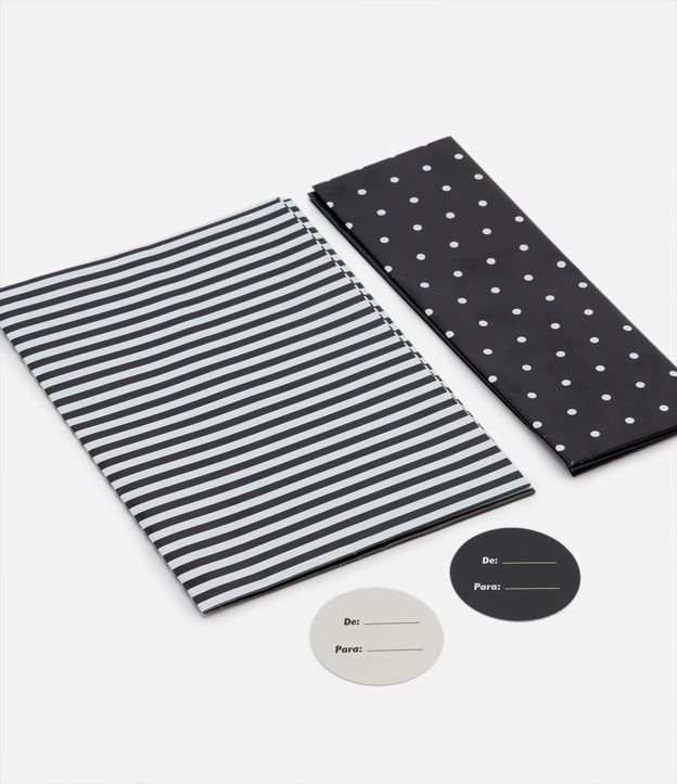 Kit 02 Papéis de Presente com Estampa de Listras e Poá e Tag Adesivas