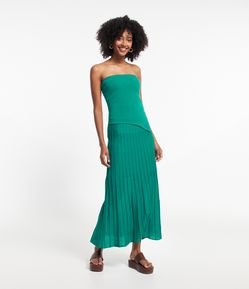 Saia New Midi em Tricô Plissada